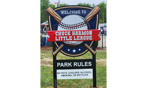 NEW Chuck Harmon League entrance sign